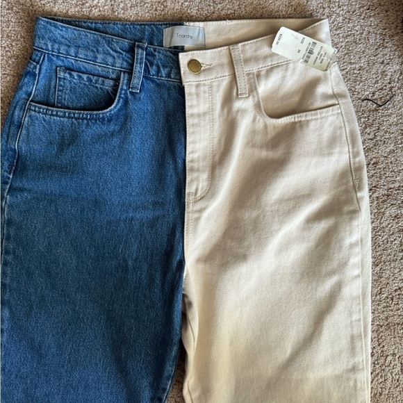 Triarchy- NWT Indigo Straight Leg White and Blue Denim Jeans - Picture 2 of 6